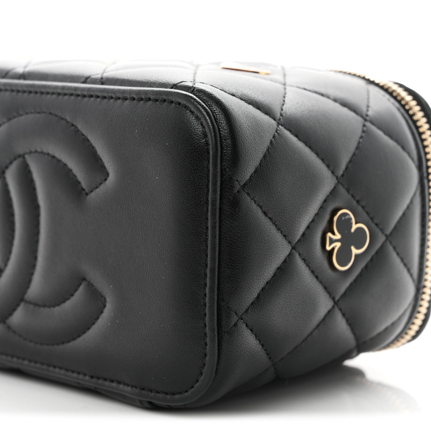 Chanel Lambskin Quilted Enamel Coco Casino Small Vanity Case With Chain Black 10 of 10