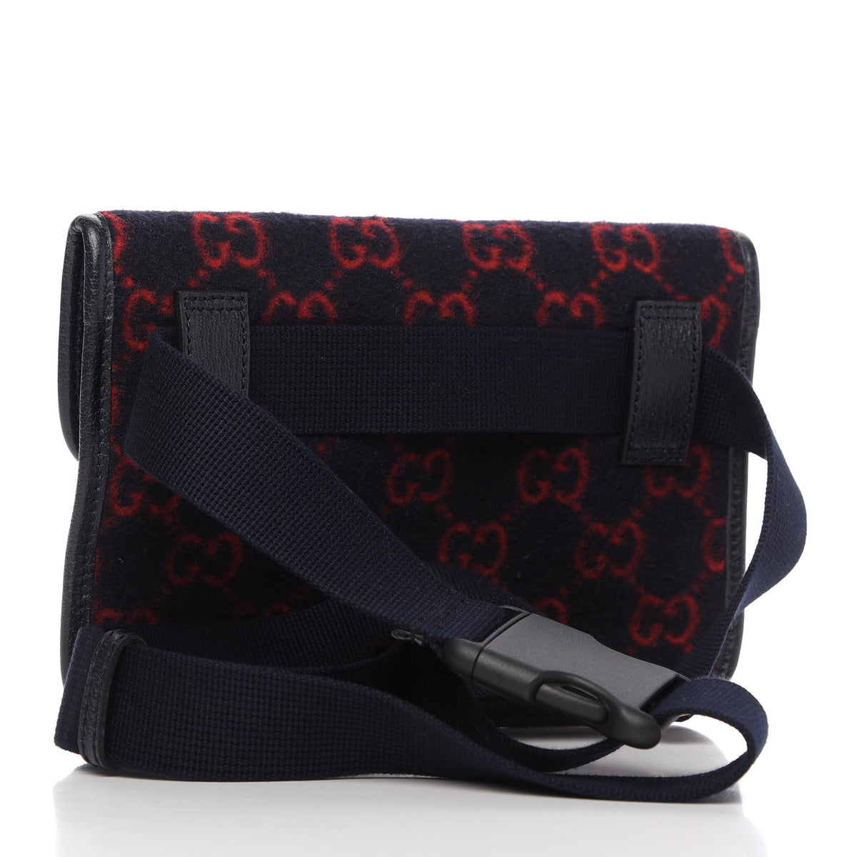 Covered Wool GG Monogram Slim Belt Bag Navy Red