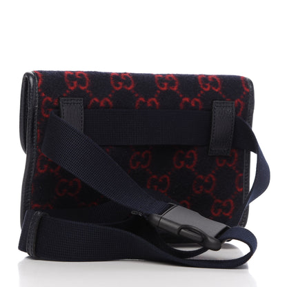 Gucci Covered Wool GG Monogram Slim Belt Bag Navy Red 3 of 10