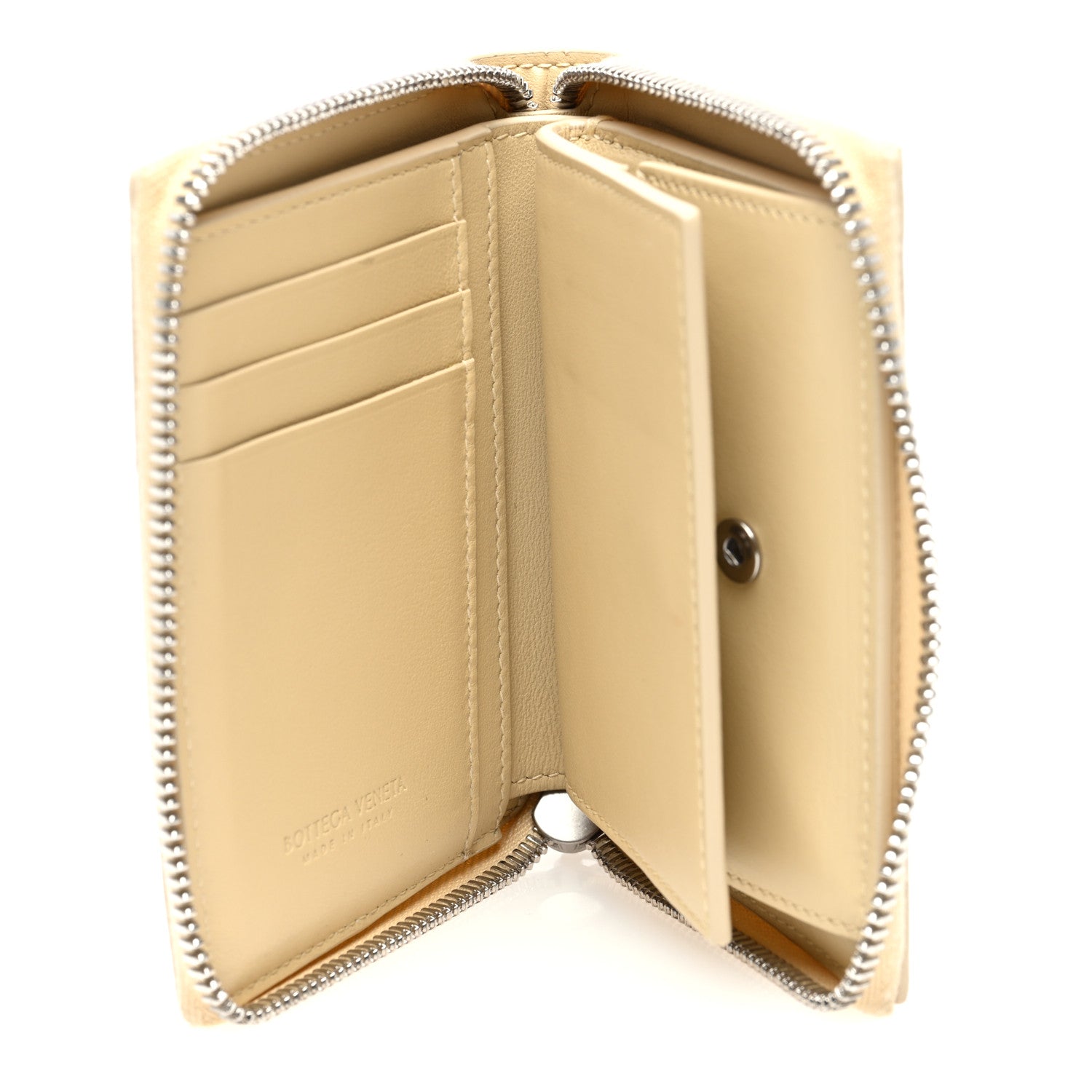 Bottega Veneta Lambskin Maxi Intreccio Small Cassette Compact Zip Around Wallet Porridge 5 of 6