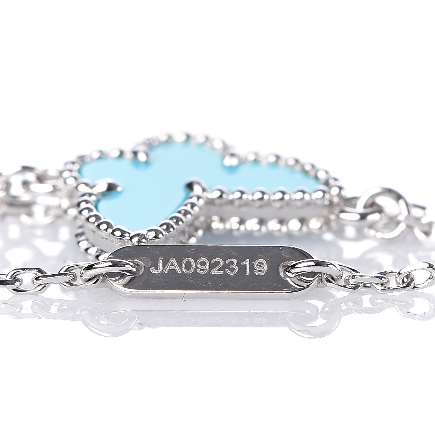 Van Cleef & Arpels 18K White Gold Turquoise Sweet Alhambra Butterfly Bracelet 5 of 7