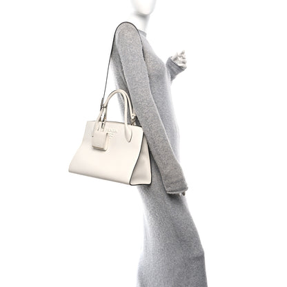 Prada Saffiano Cuir Calfskin Medium Monochrome Top Handle Tote White 2 of 10