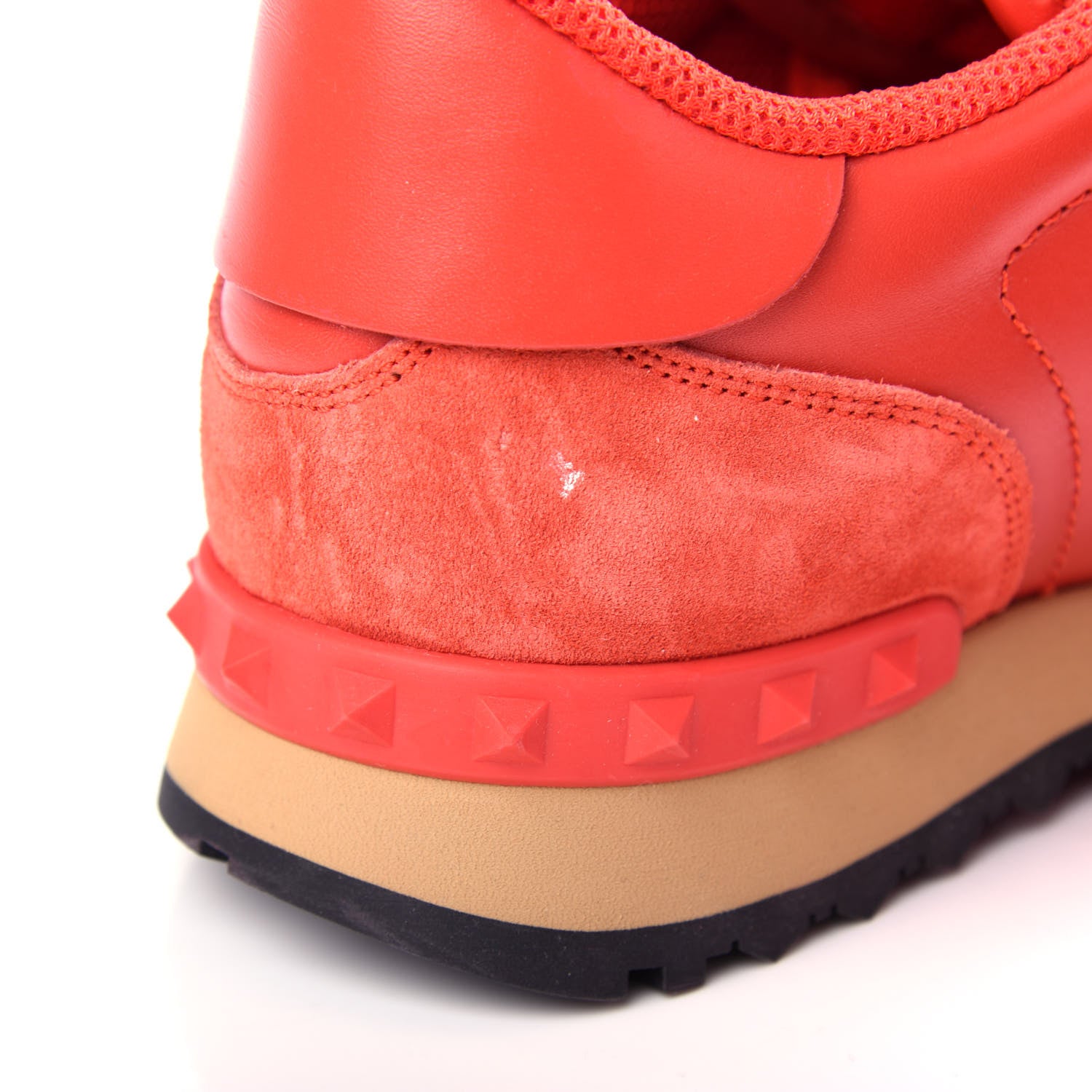 Valentino Garavani Calfskin Suede Rockstud Sneakers 39 Fragola 12 of 12
