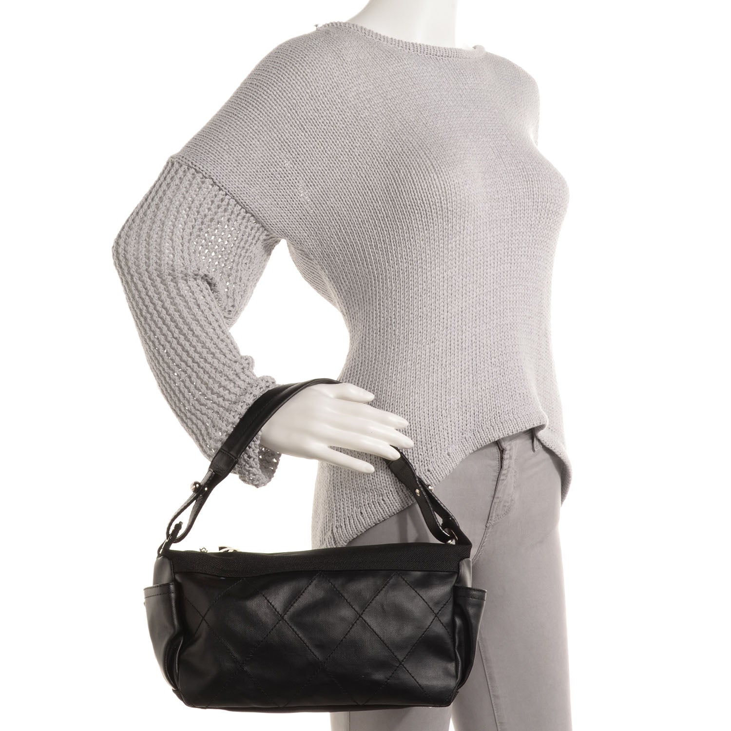 Chanel Coated Canvas Paris Biarritz Hobo Black 2 of 6