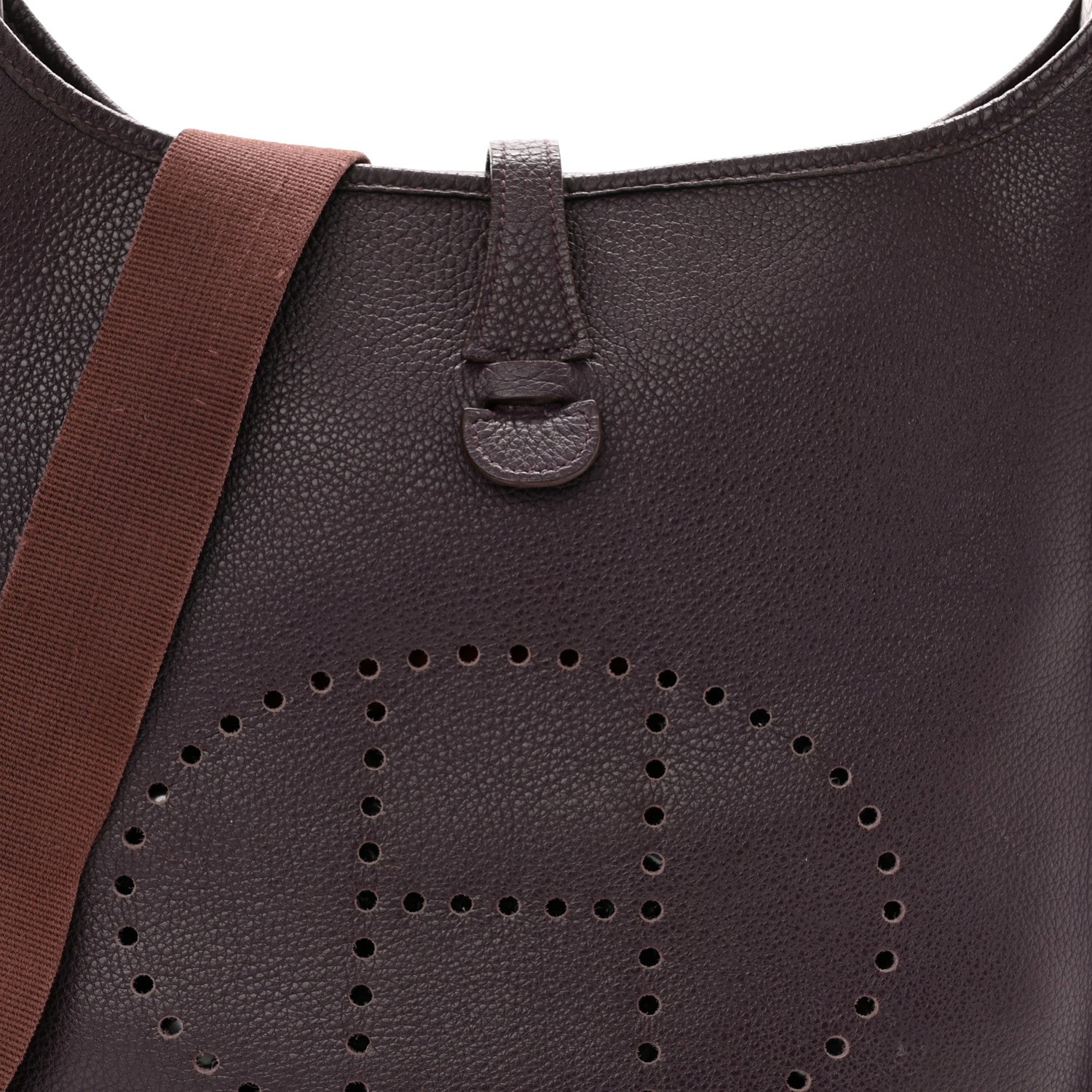 Hermes Taurillon Clemence Evelyne PM Raisin 7 of 12