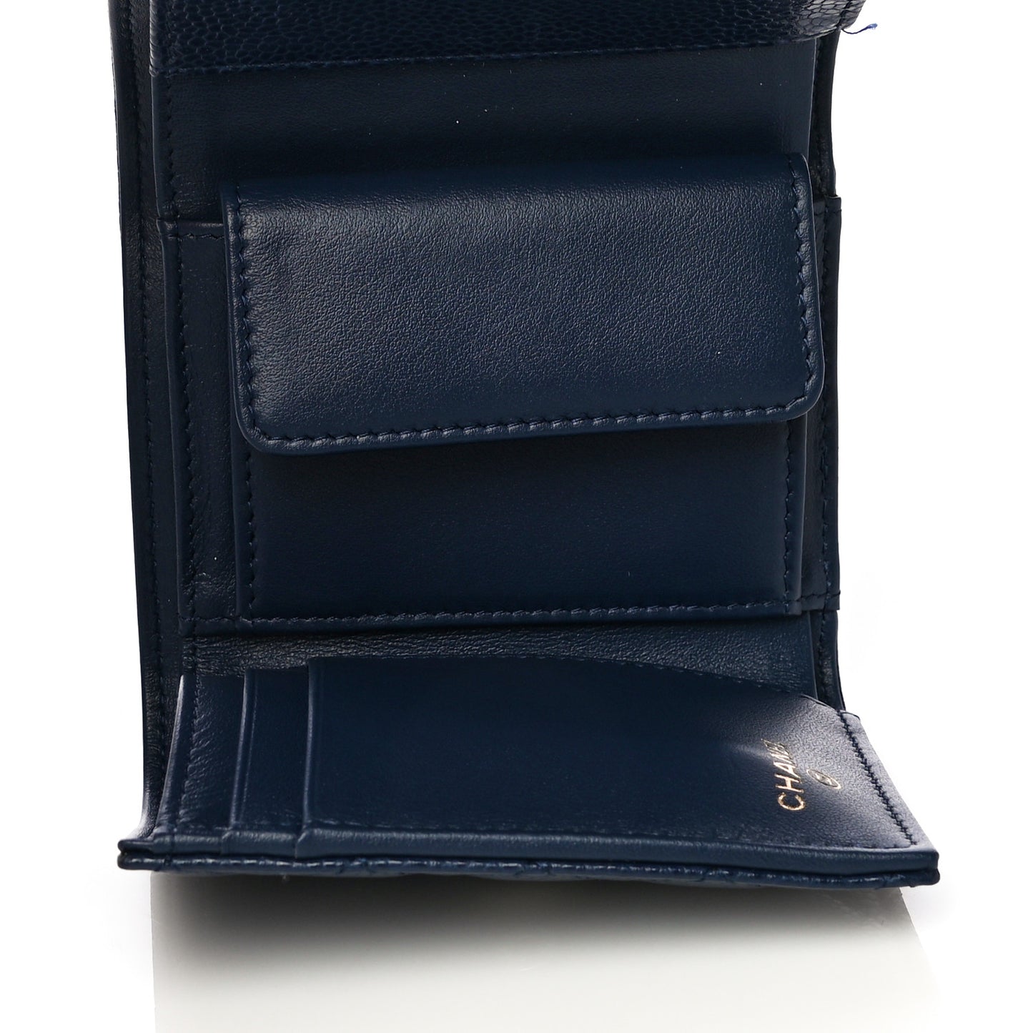 Caviar Quilted Compact Boy Wallet Blue