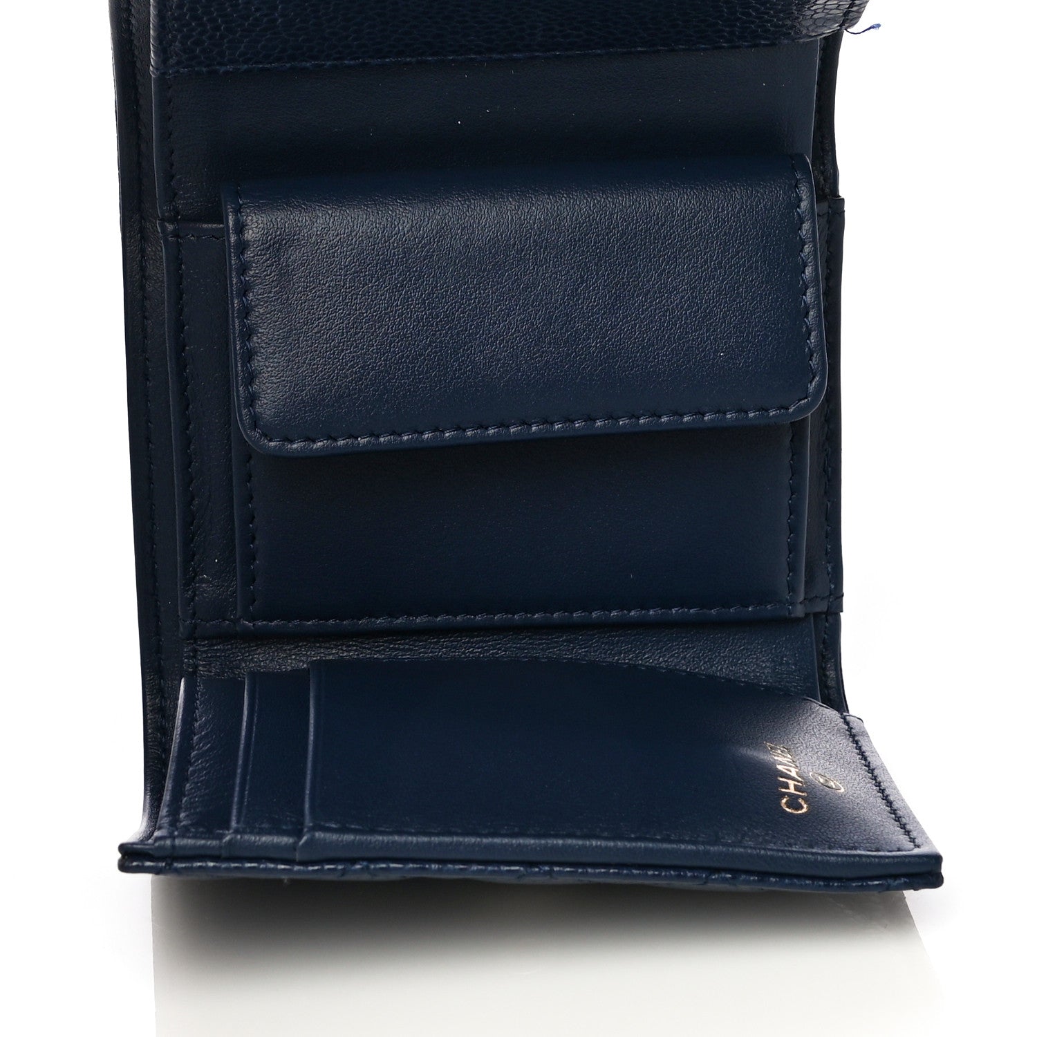 Chanel Caviar Quilted Compact Boy Wallet Blue 5 of 12