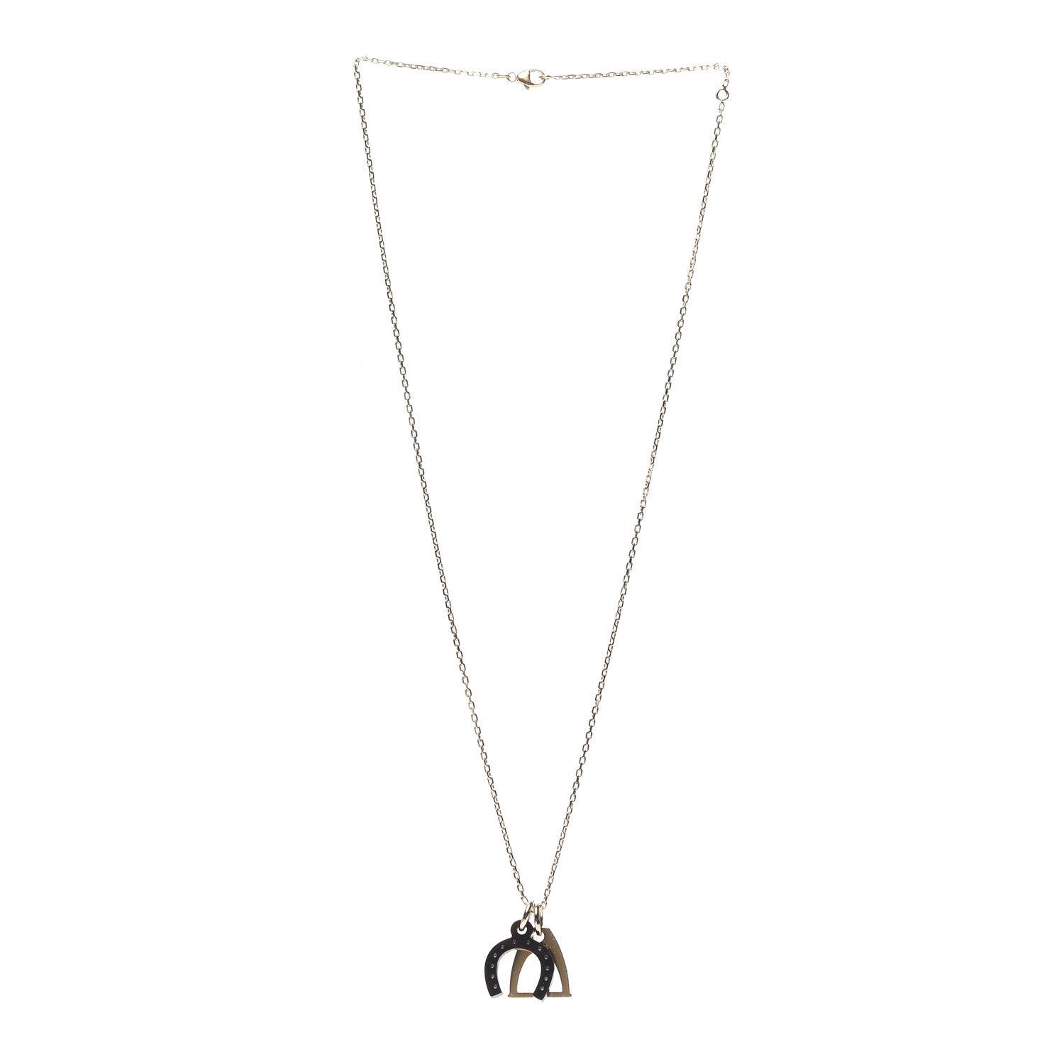 Hermes Permabrass Buffalo Horn Amulette Equestrian Pendant Necklace 2 of 5