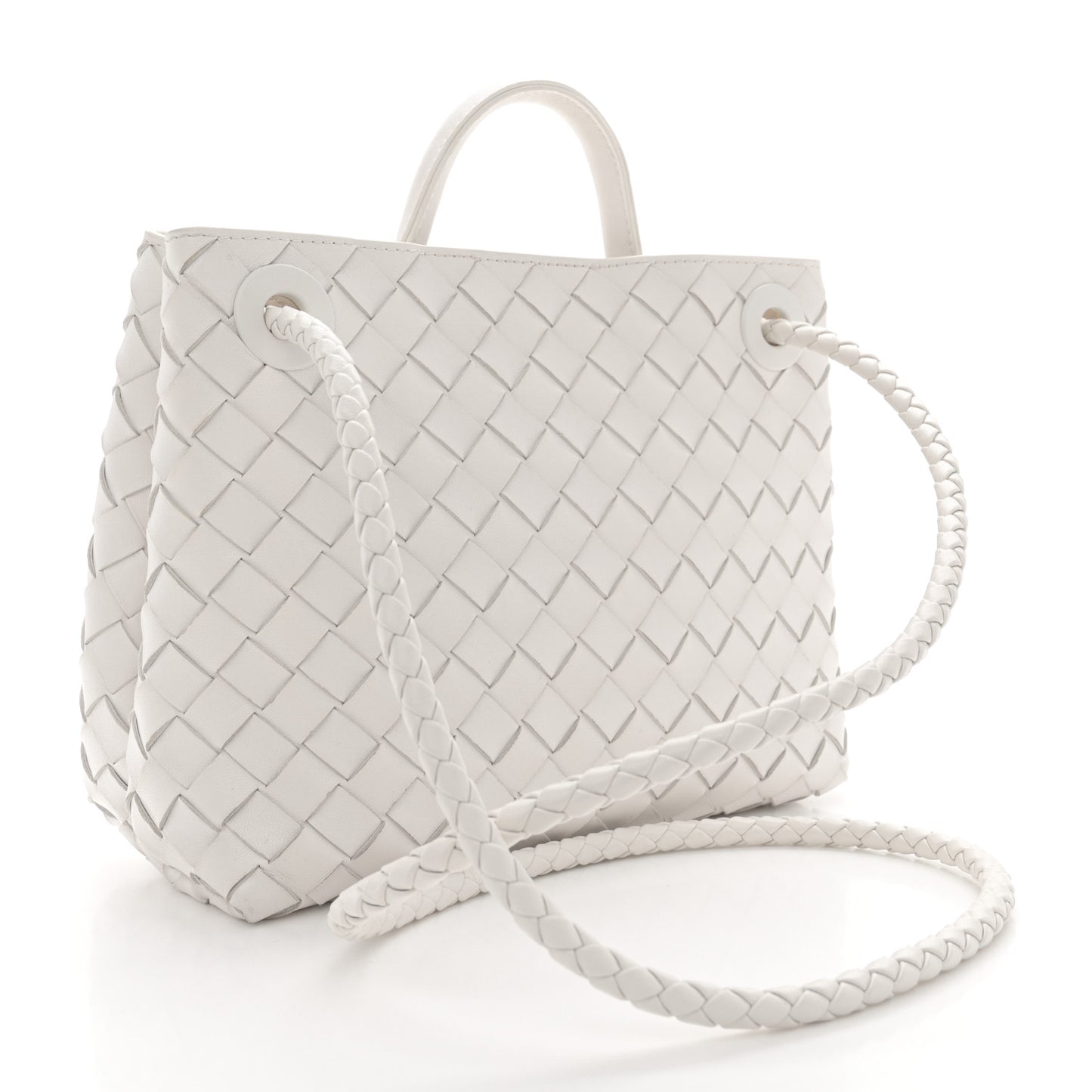 Nappa Intrecciato Small Andiamo Shoulder Bag White