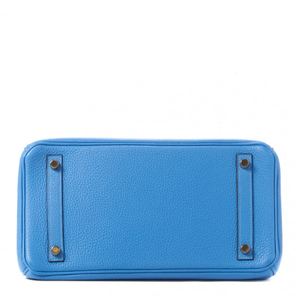 Hermes Taurillon Clemence Birkin 30 Bleu Paradis 6 of 30