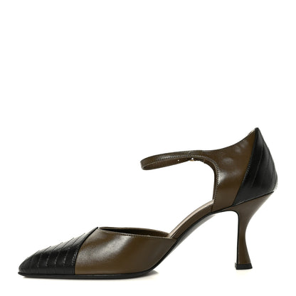 Chanel Lambskin Mary Jane Pumps 40 Dark Khaki Black 1 of 10