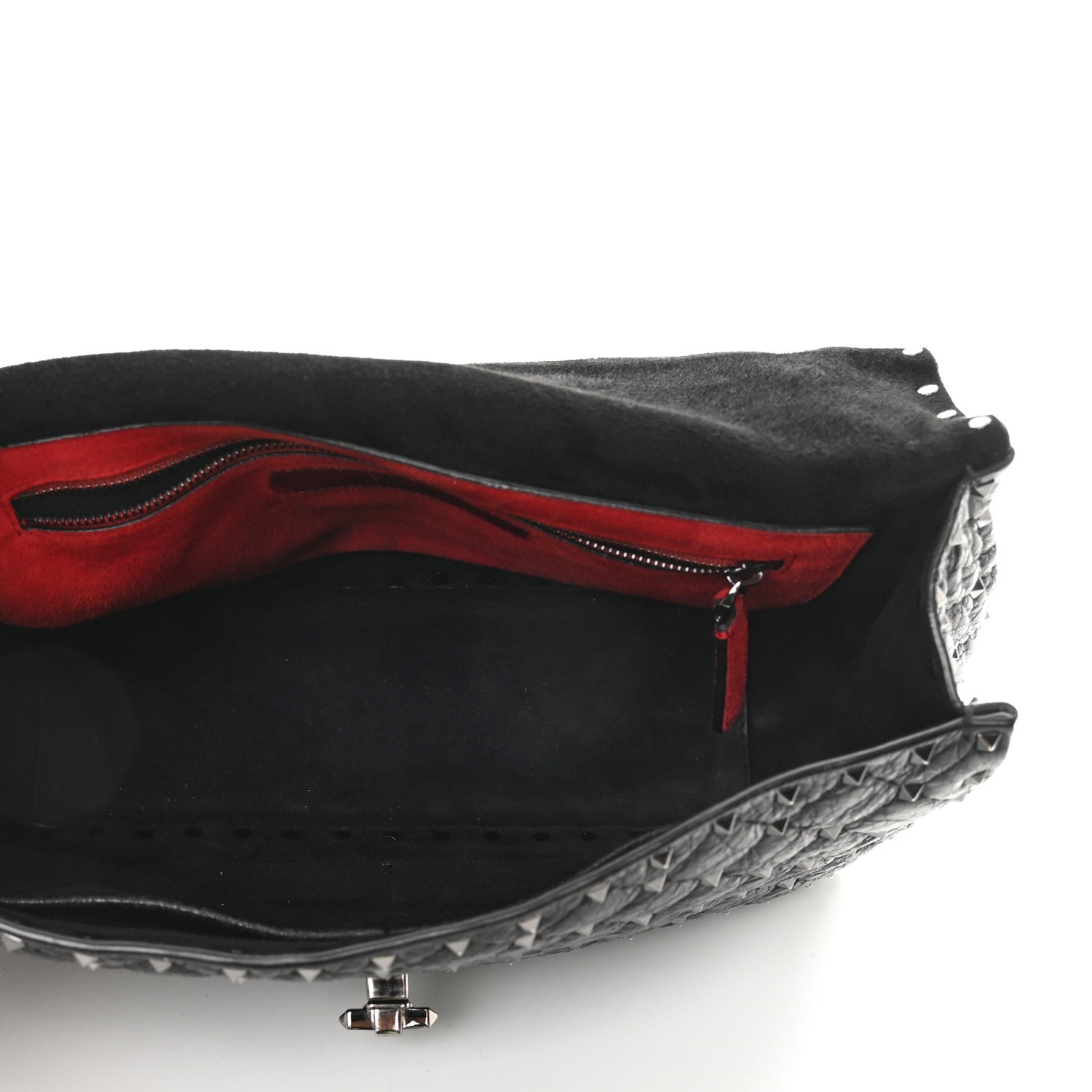 Valentino Garavani Craquele Nappa Large Rockstud Spike Shoulder Bag Black 5 of 15