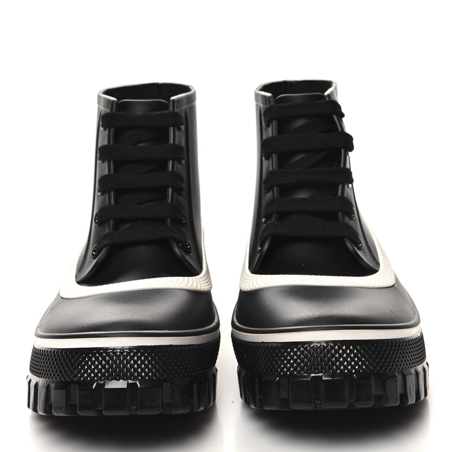 Givenchy Rubber Lug Sole Lace Up Ankle Boots 40 Black White 2 of 8