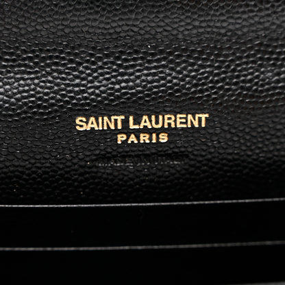 Saint Laurent Grain De Poudre Matelasse Chevron Small Monogram Envelope Wallet Black 6 of 6