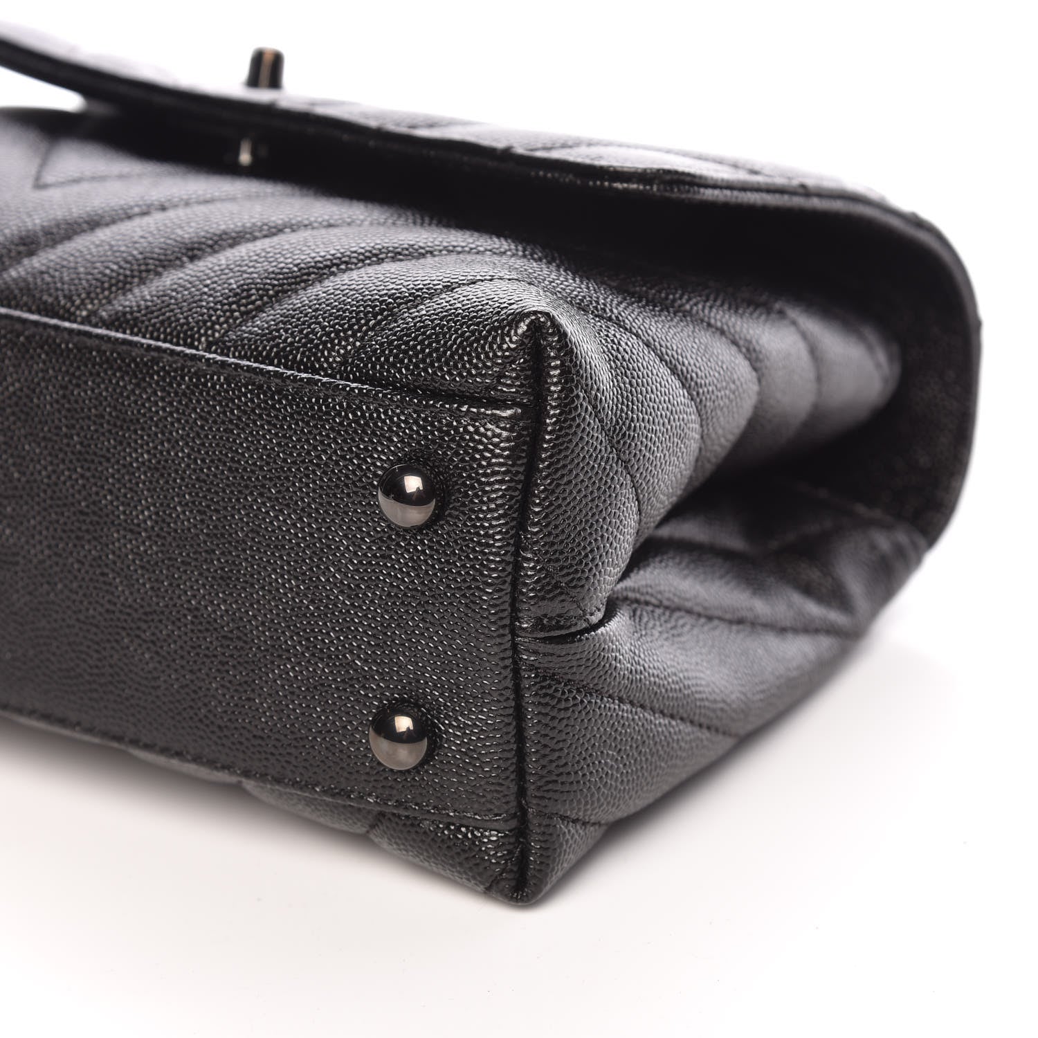 Chanel Caviar Chevron Quilted Mini Coco Handle Flap So Black 9 of 10