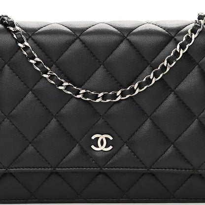 Chanel Lambskin Quilted Wallet On Chain WOC Black 9 of 17