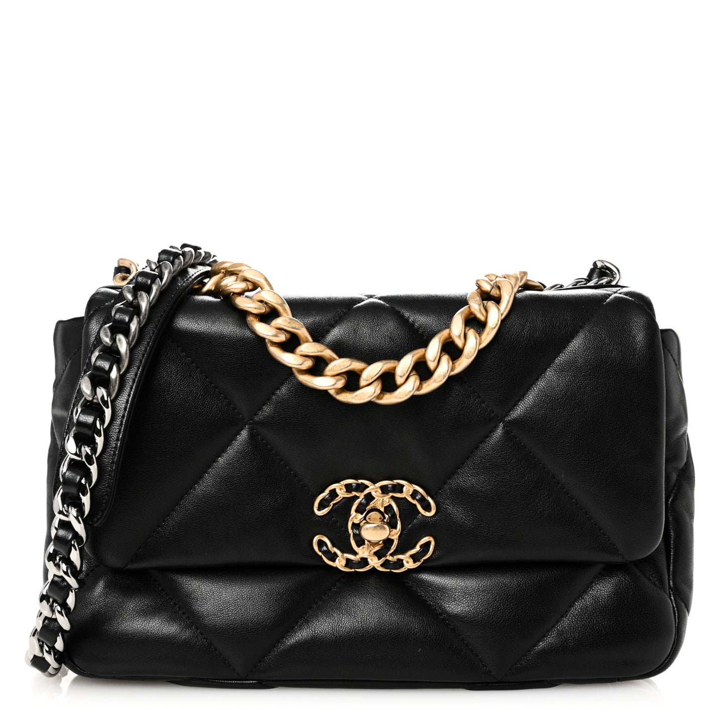 Lambskin Quilted Medium Chanel 19 Flap Black