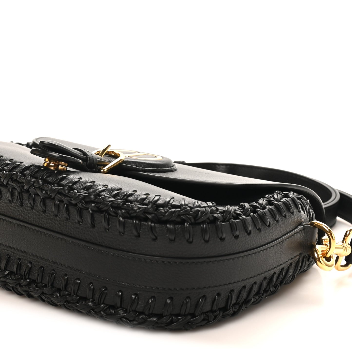 Grained Calfskin Medium Whipstitched Bobby Bag Black