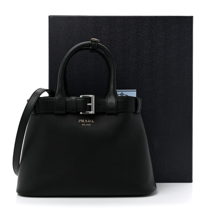 Prada Soft Grained Calfskin Vitello Daino Small Buckle Bag Black 13 of 13