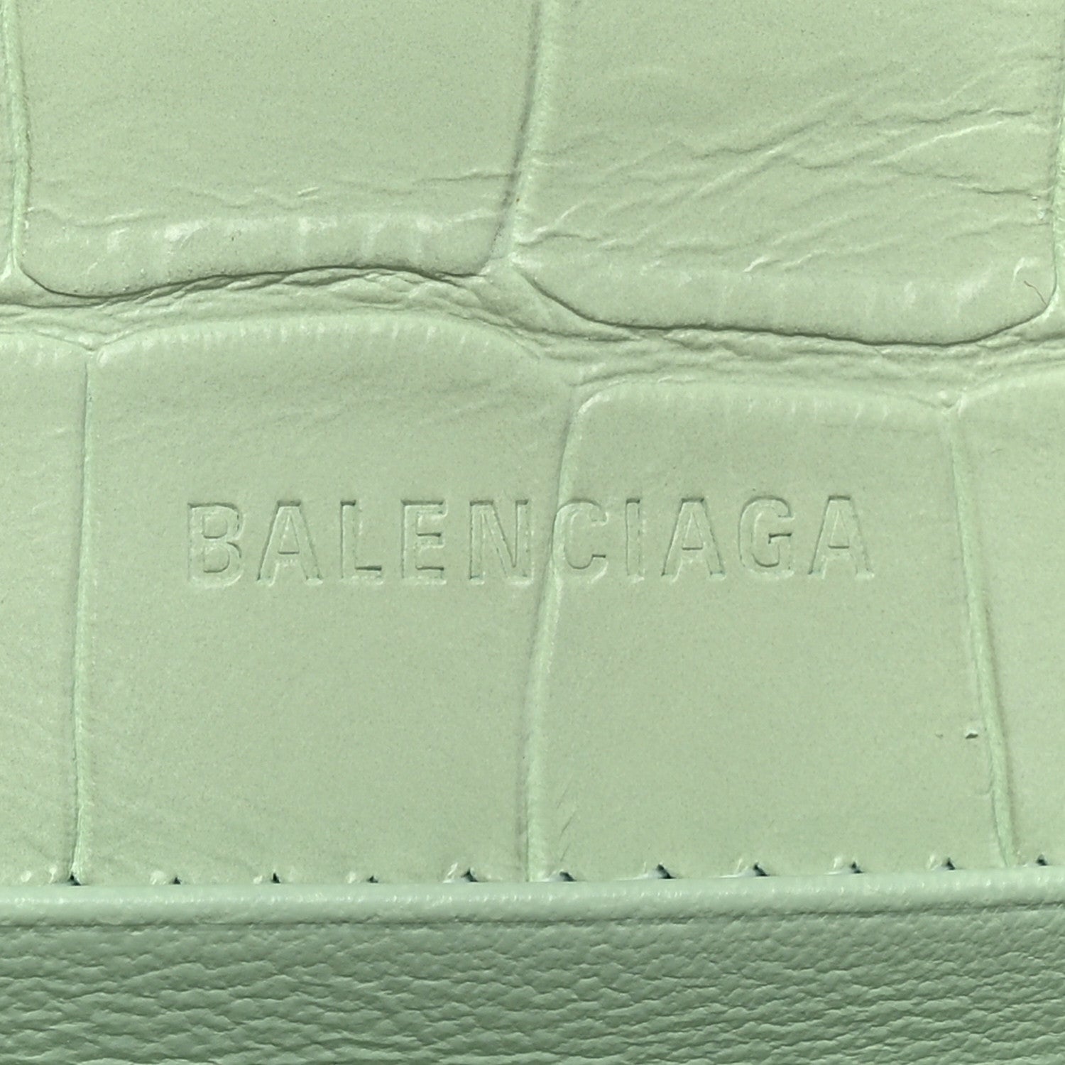 Balenciaga Extra Supple Calfskin Crocodile Embossed Gossip Chain Bag XS Light Green 6 of 14
