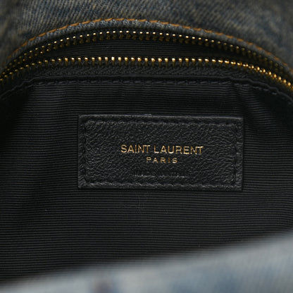 Saint Laurent Denim Quilted Small Loulou Puffer Monogram Chain Satchel Blue Cinnamon 6 of 9