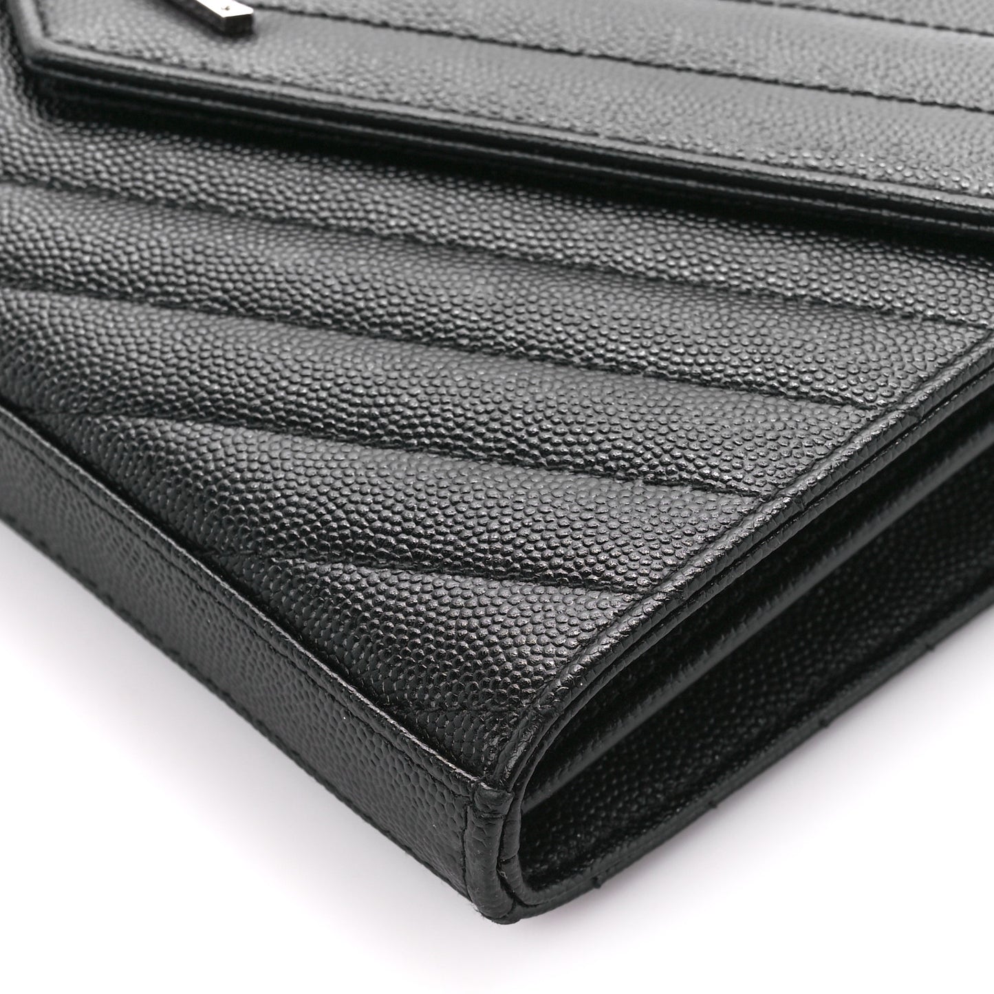 Grain De Poudre Matelasse Chevron Monogram Chain Wallet Black