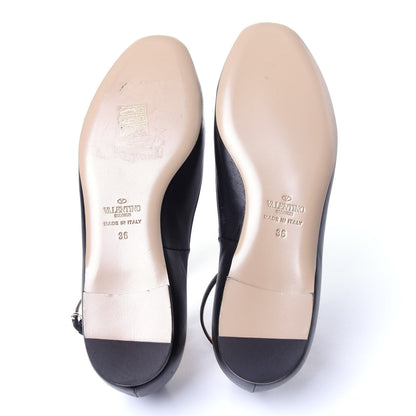Valentino Garavani Calfskin Ballerina Ankle Strap Flats 36 Black 7 of 11