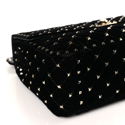 Valentino Garavani Velvet Medium Rockstud Spike Shoulder Bag Black 7 of 8