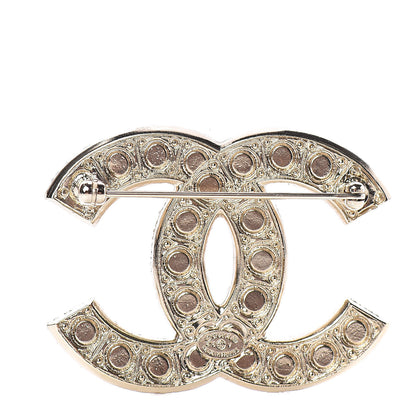 Chanel Pearl Crystal CC Brooch Gold 3 of 5