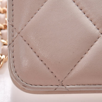 Chanel Lambskin Quilted Golden Class Wallet on Chain WOC Light Pink 10 of 13