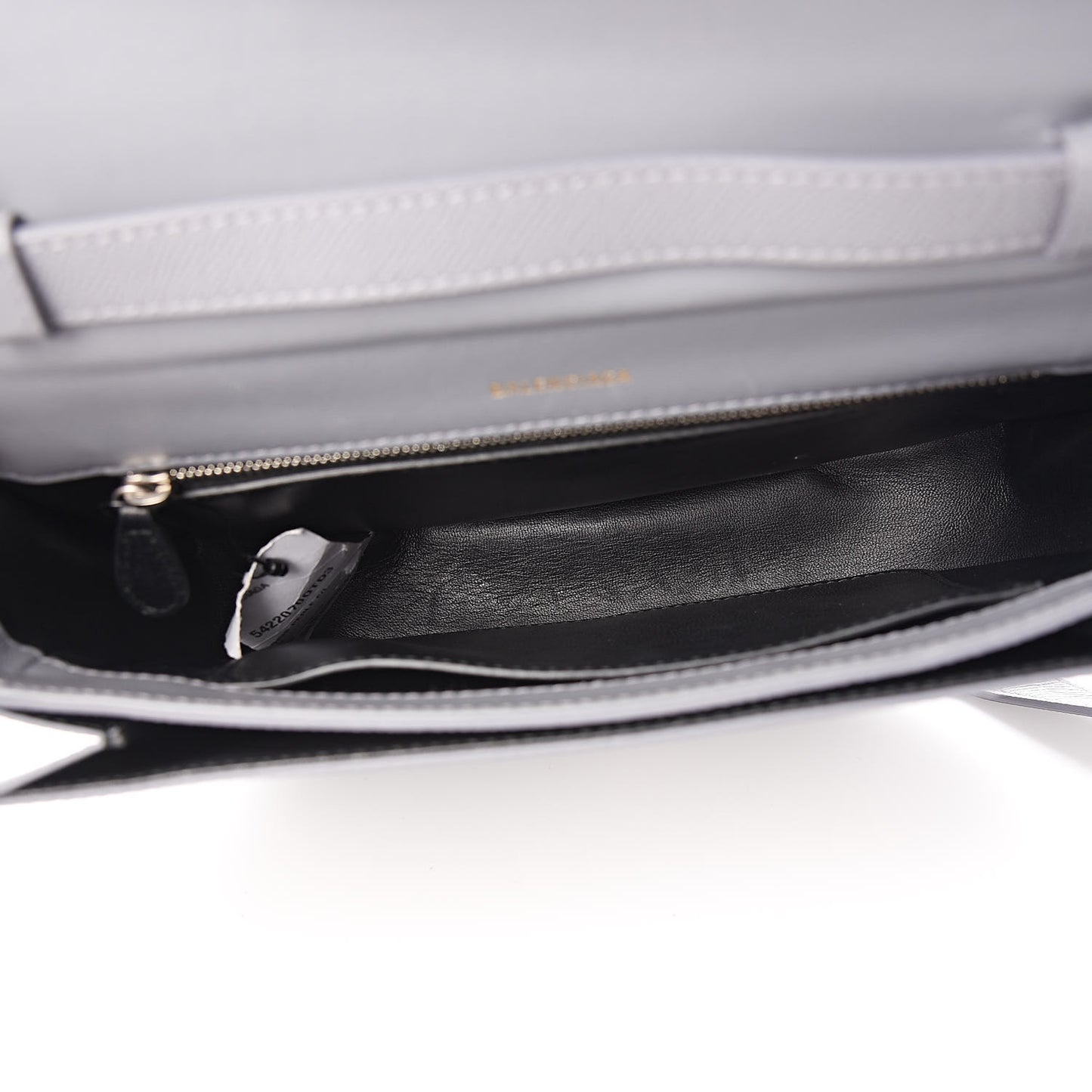 Signature Grained Calfskin Logo S Ville Day Bag Gris Perle Fonce White