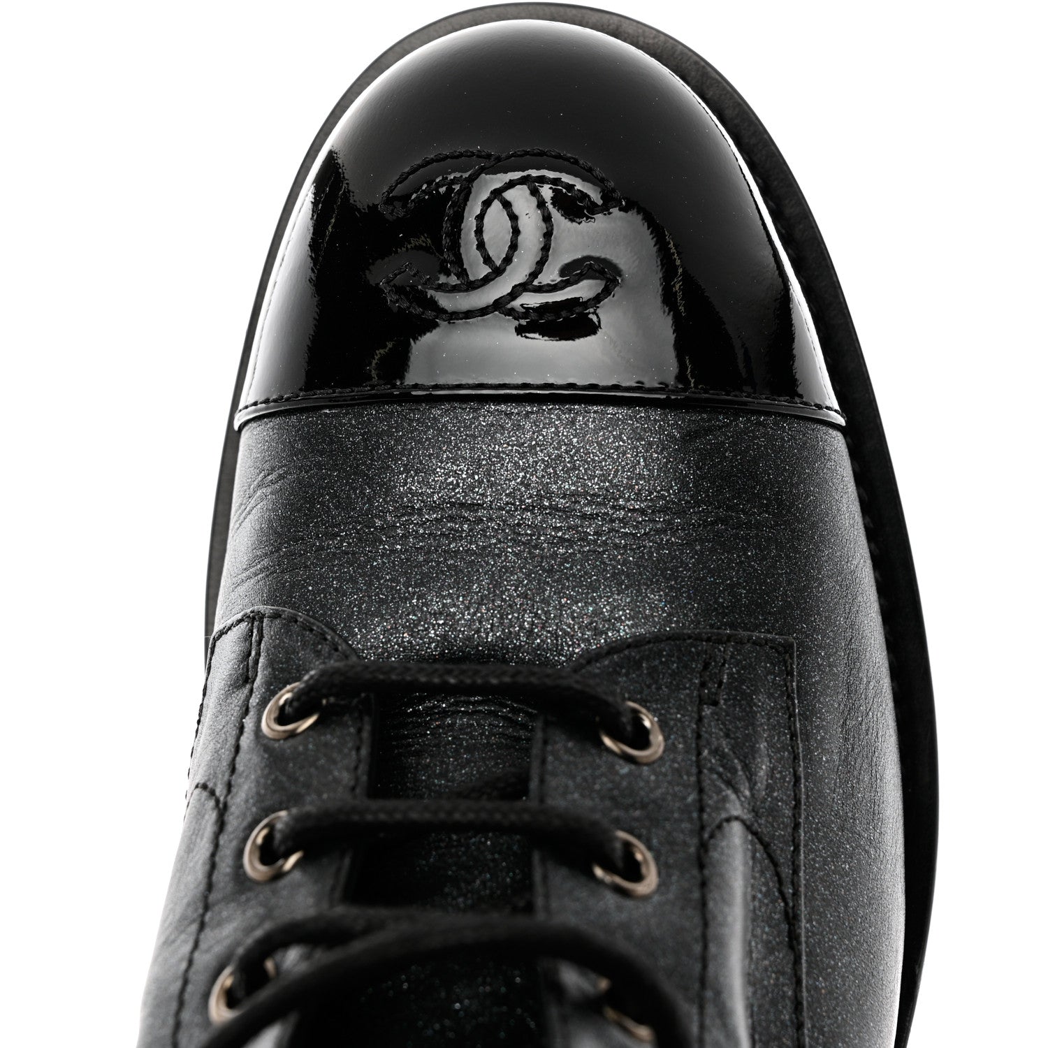 Chanel Crumpled Lambskin Shiny Calfskin Combat Boots 40.5 Black 9 of 10