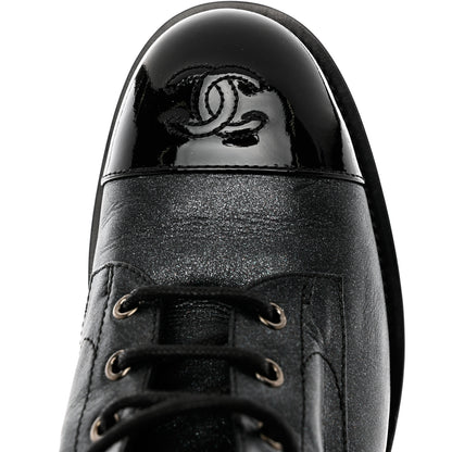 Chanel Crumpled Lambskin Shiny Calfskin Combat Boots 40.5 Black 9 of 10