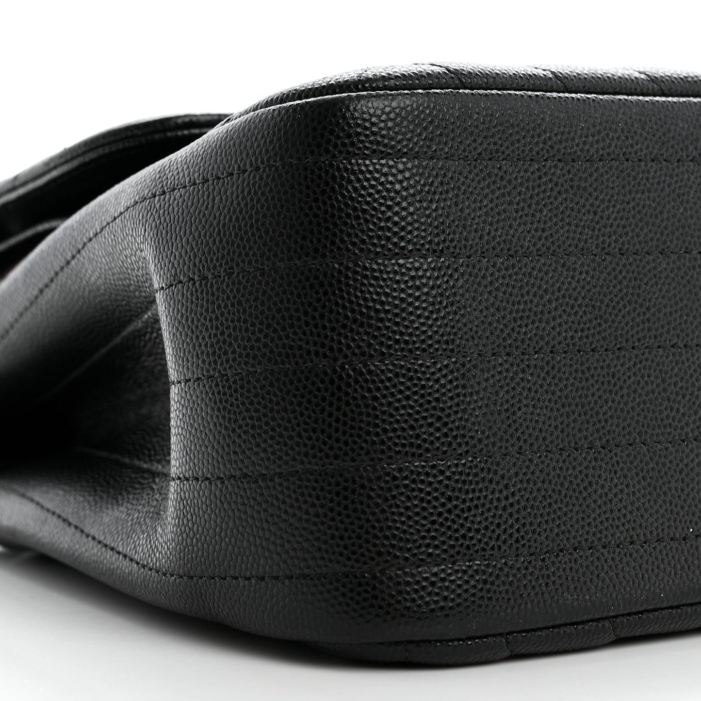 Iridescent Caviar Chevron Quilted Jumbo Double Flap Black