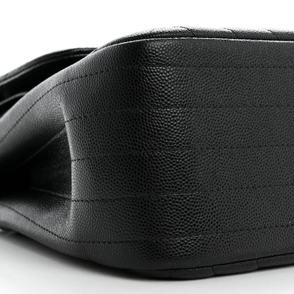 Chanel Iridescent Caviar Chevron Quilted Jumbo Double Flap Black 9 of 10