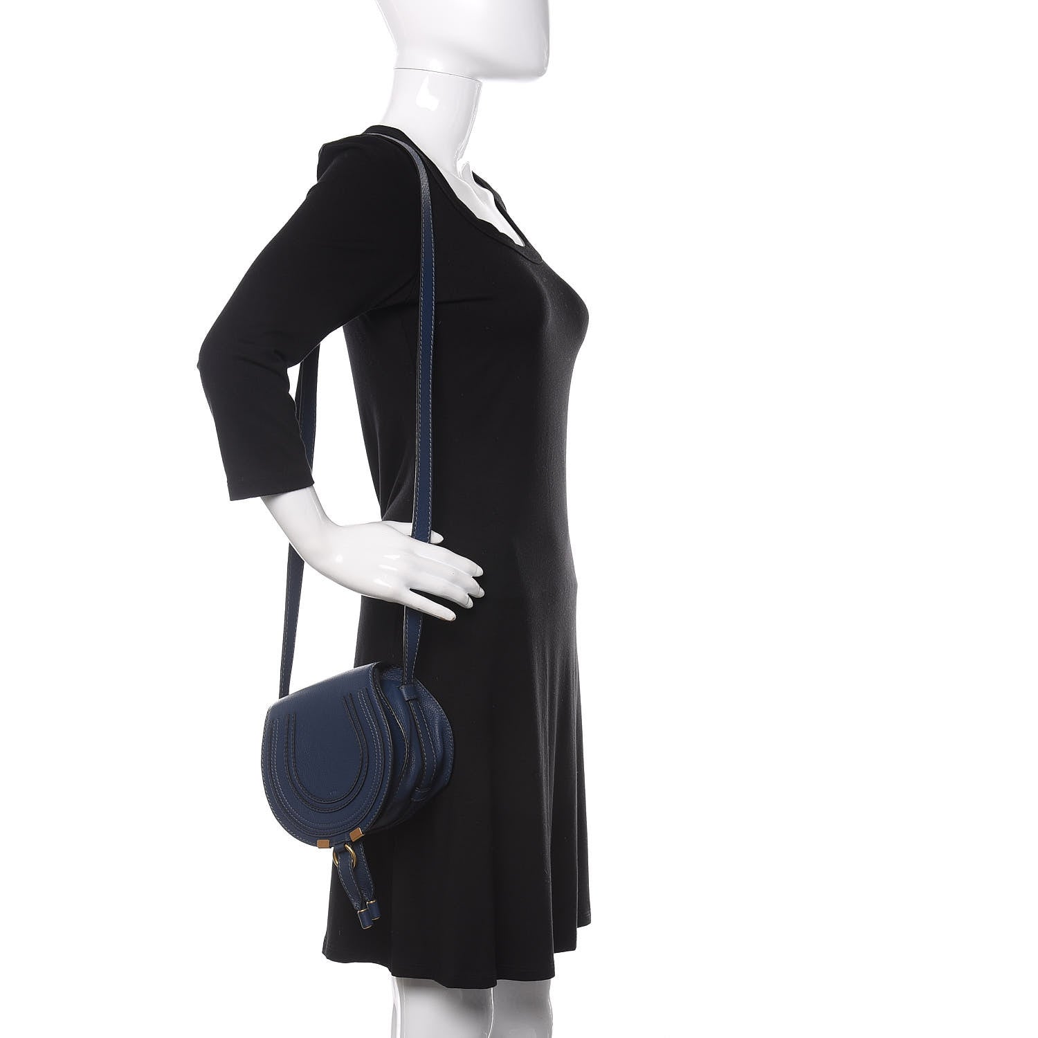 Chloe Calfskin Mini Marcie Round Crossbody Bag Royal Navy 2 of 11