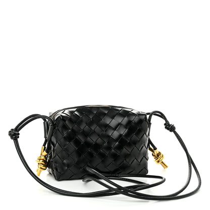 Bottega Veneta Nappa Intrecciato Metallic Knot Mini Loop Camera Bag Black 2 of 8