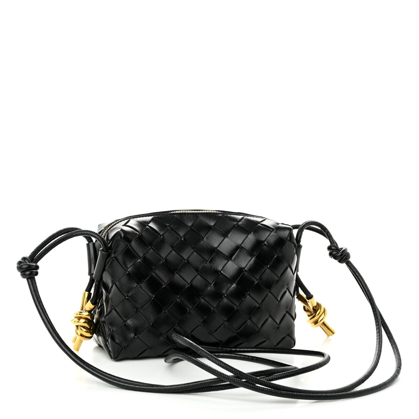 Nappa Intrecciato Metallic Knot Mini Loop Camera Bag Black