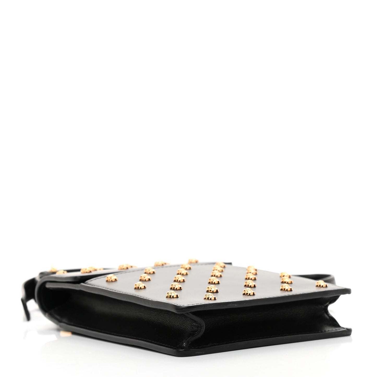 Calfskin Studded Medusa Crossbody Black