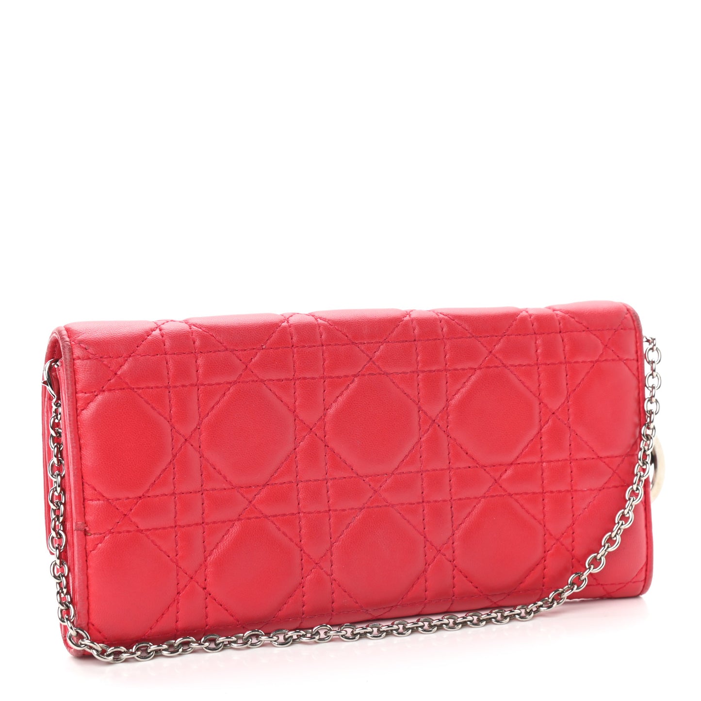 Lambskin Cannage Rendez-vous Chain Wallet Red