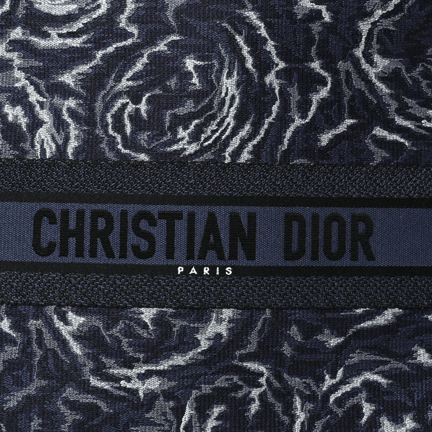 Christian Dior Canvas Embroidered Large Roses Embroidery Book Tote Blue 8 of 10