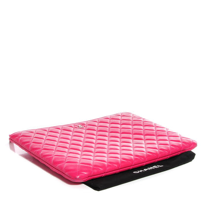 Chanel Lambskin Quilted Large Cosmetic Case Dark Pink 4 of 8