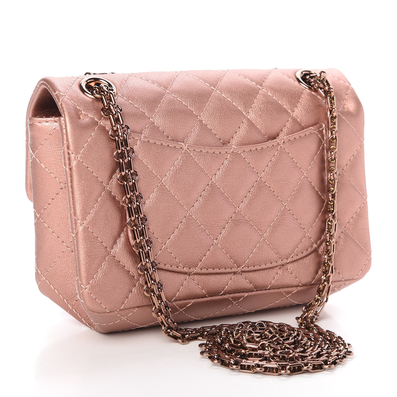 Chanel Metallic Grained Calfskin Quilted 2.55 Reissue Mini Flap Copper Pink 3 of 10