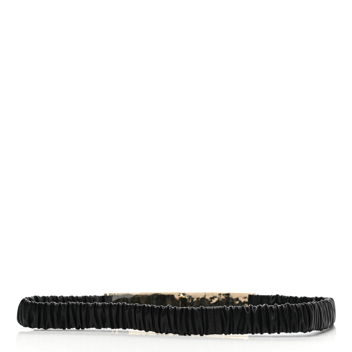 Lambskin Enamel Logo Elastic Belt 75 30 Black Gold