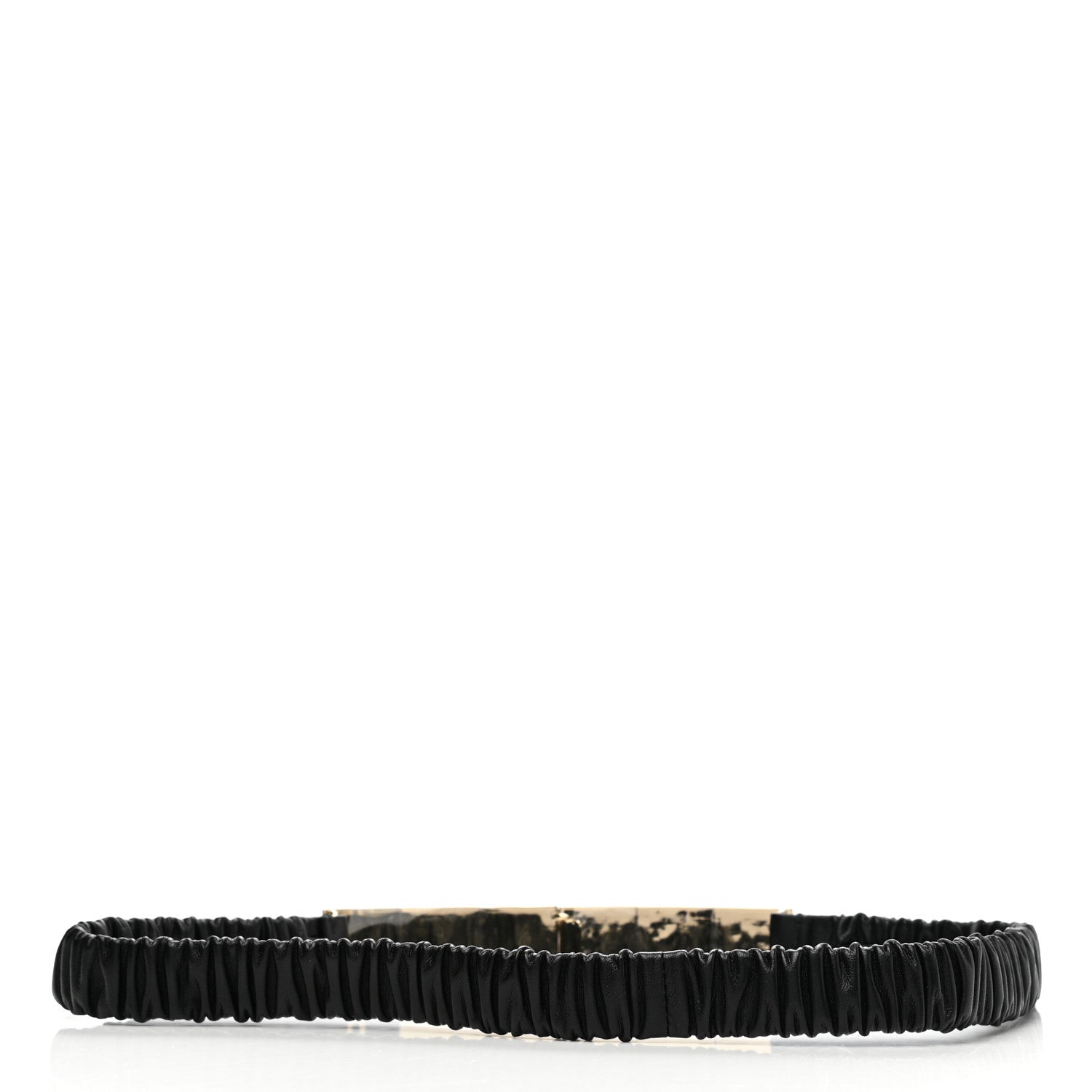 Chanel Lambskin Enamel Logo Elastic Belt 75 30 Black Gold 2 of 5