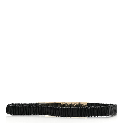 Chanel Lambskin Enamel Logo Elastic Belt 75 30 Black Gold 2 of 5
