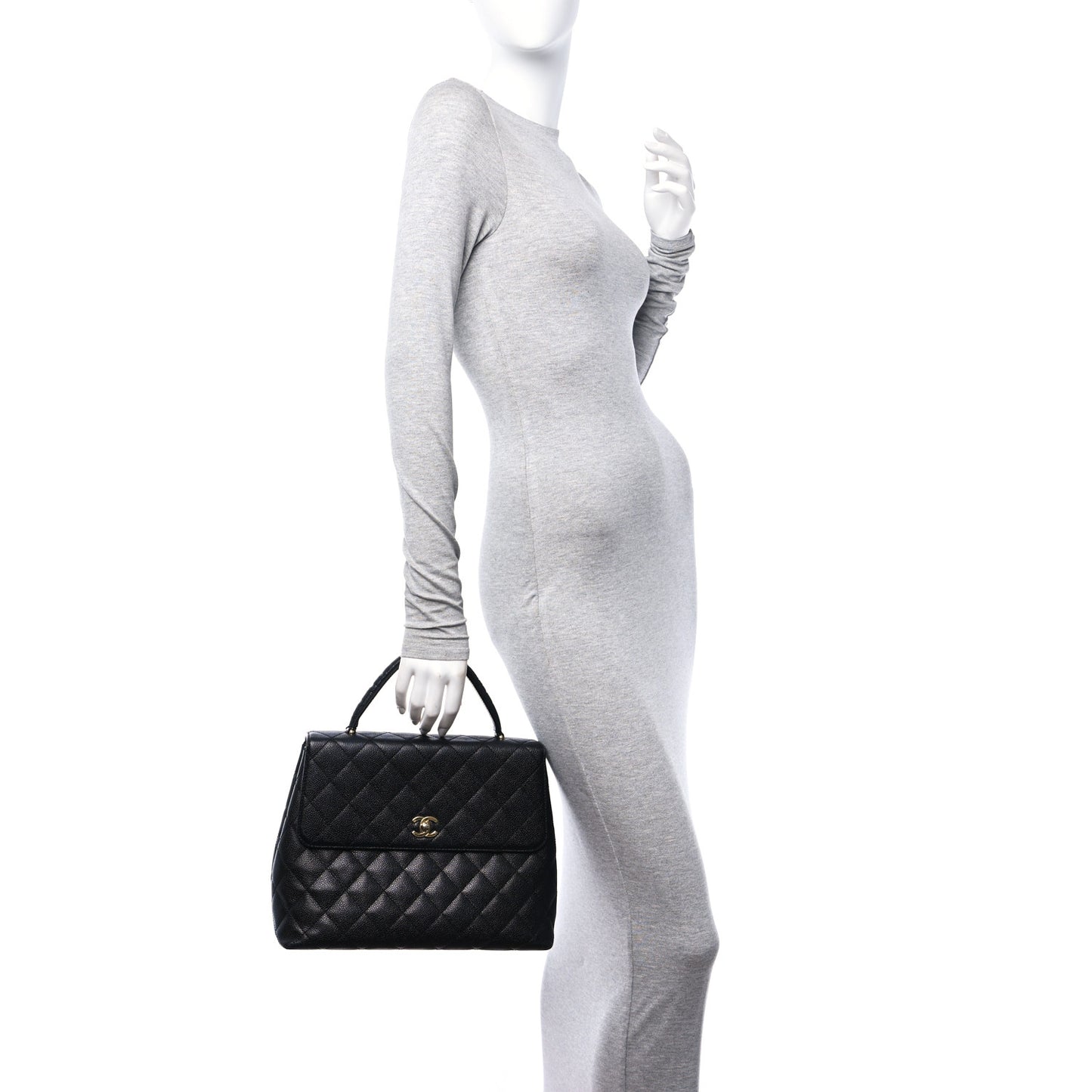 Caviar Quilted Jumbo Kelly Flap Black