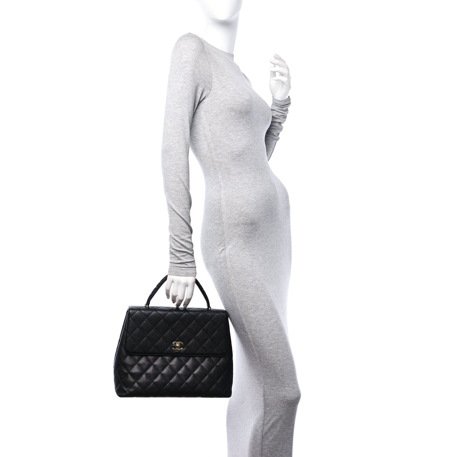 Chanel Caviar Quilted Jumbo Kelly Flap Black 2 of 11