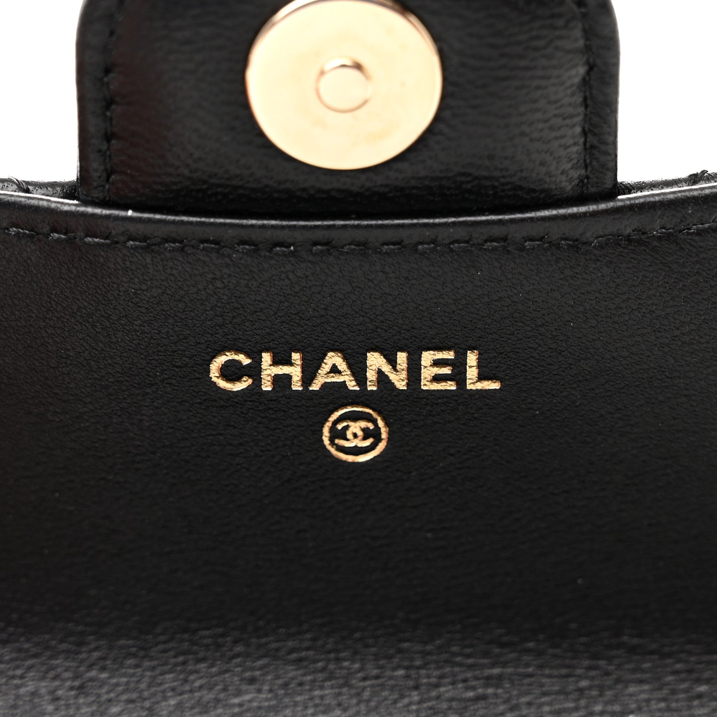 Lambskin Quilted Top Handle Flap Coin Purse With Chain Black