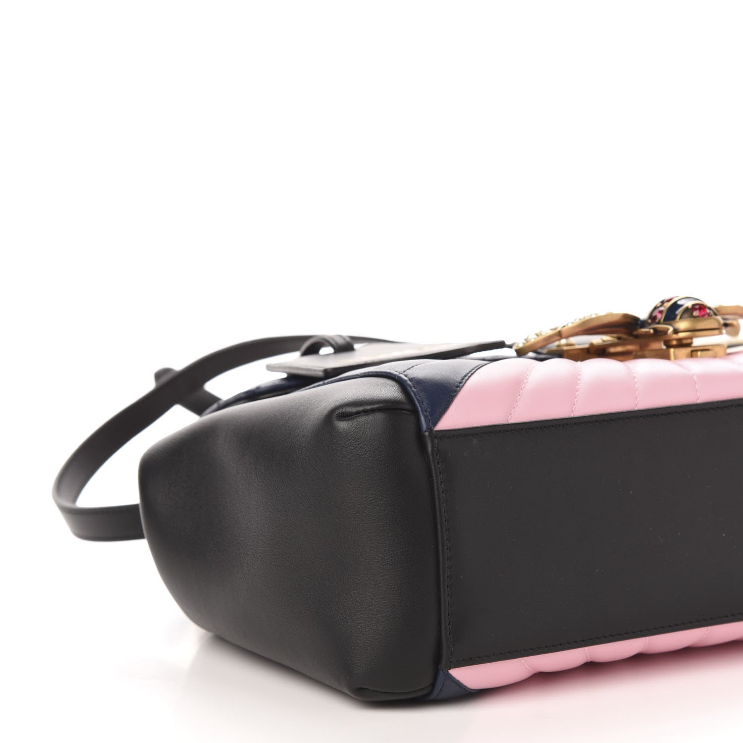 Gucci Calfskin Bamboo Trapuntata Queen Margaret Top Handle Bag Blue Agata Hibiscus Red Mystic White Sugar Pink 11 of 14